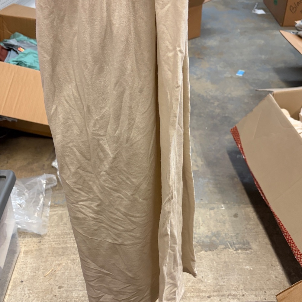 Knit Smocked Maxi A-Line Skirt - Tan S - Picture 3 of 4